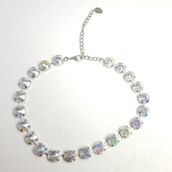 Vintage Claire's Y2K Chunky Rainbow Rhinestone Collar Choker Necklace Adjustable - Picture 1 of 7